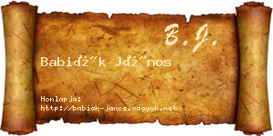 Babiák János névjegykártya